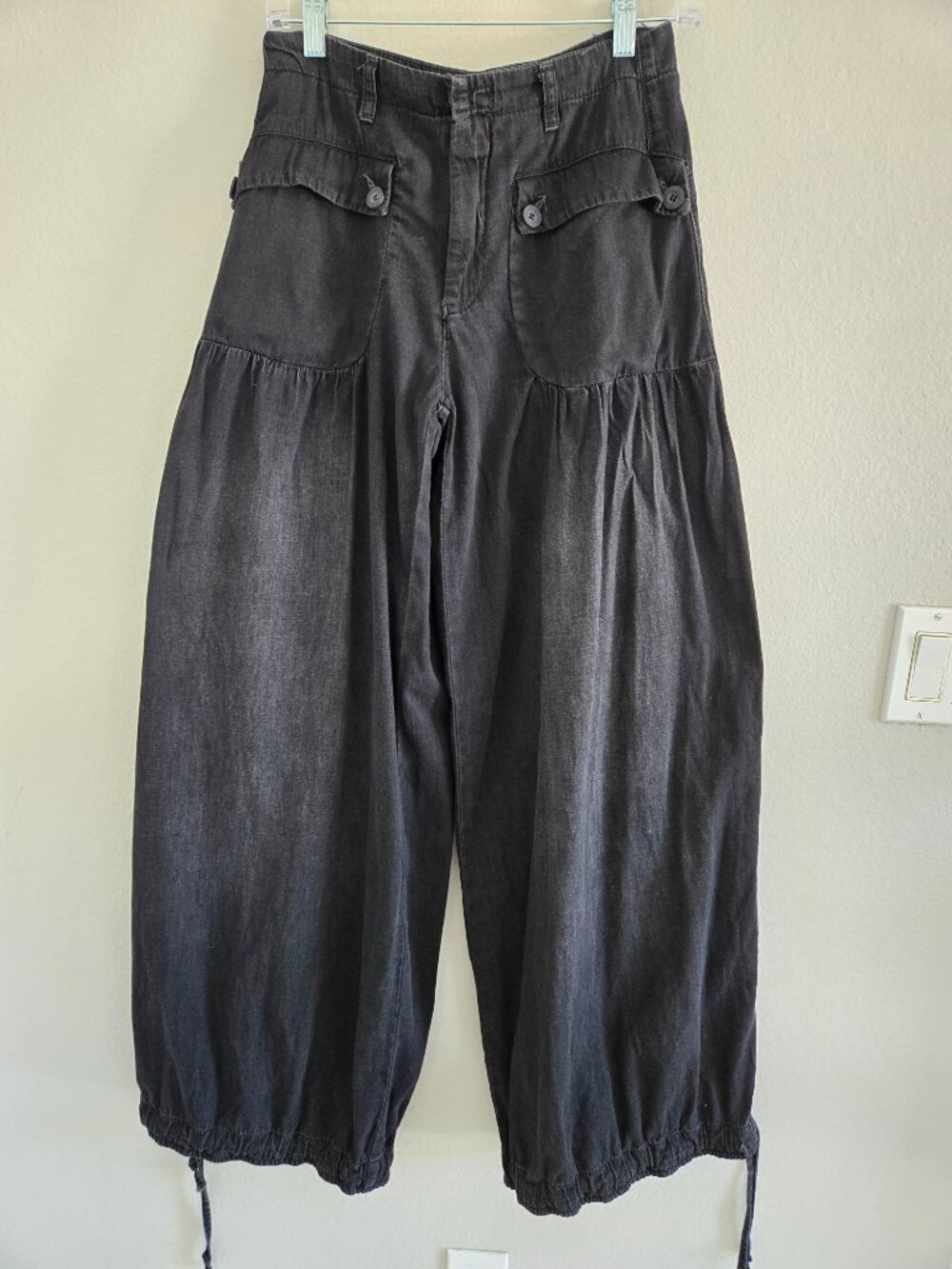 We The Free "Lotus" Drawstring Wide Leg Balloon Jeans Smokeshow size 26